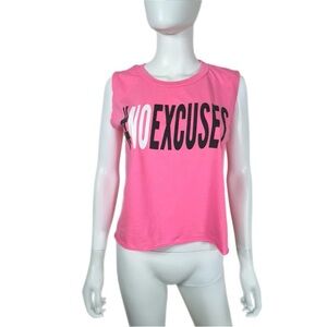 On Fire Pink #No Excuses Cut-Off Muscle Tank Cropped Top